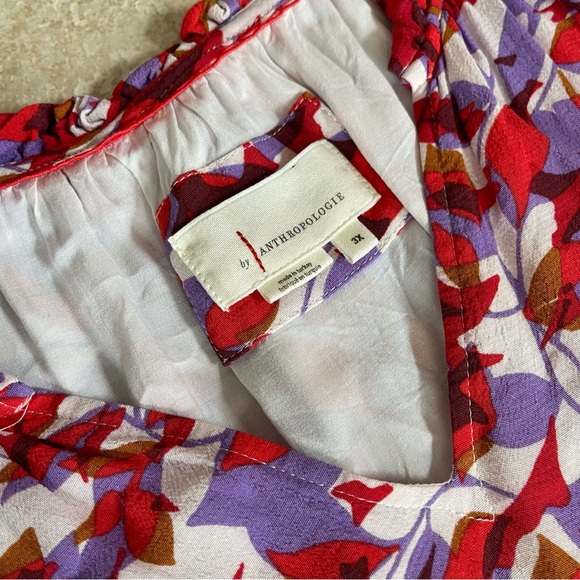 Anthropologie Robin Floral Ruffled Tiered Mini Dress in Red and Pink Size 3X - Picture 6 of 10